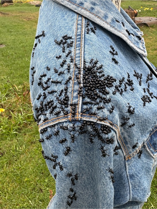 Jackets & Blazers - Black beads ANTS Light Blue Women's Jeans Jacket